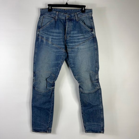 G-Star Raw Mens 5620 3D Tapered Jeans Blue Pockets Medium Wash Button Fly 33x34